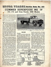 Commer Superpoise Mk IV 2'3 2'4 5-ton Trucks 1956 Motor Trader Service Data