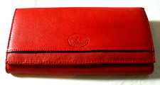 London Leather Goods Red Purse Wallet Large 7.5 inch Organiser Flap Snap Close