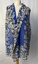 Susan Graver Blue Floral top size XL Sleeveless Polyester Open V Neck Women’s