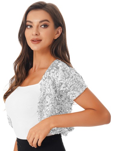 Women glitter sequin crop - uk,