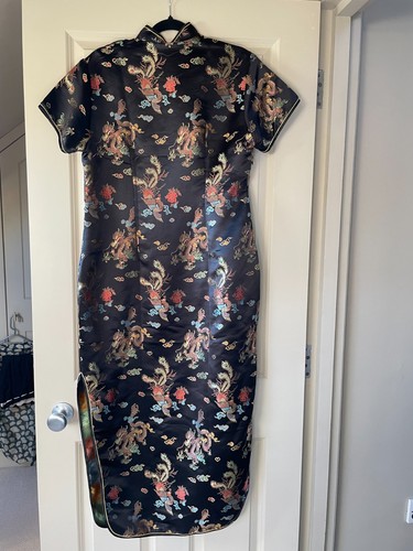Black silk floral chinese - silk,