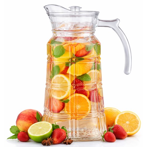 Glass water pitcher with lid - glass,