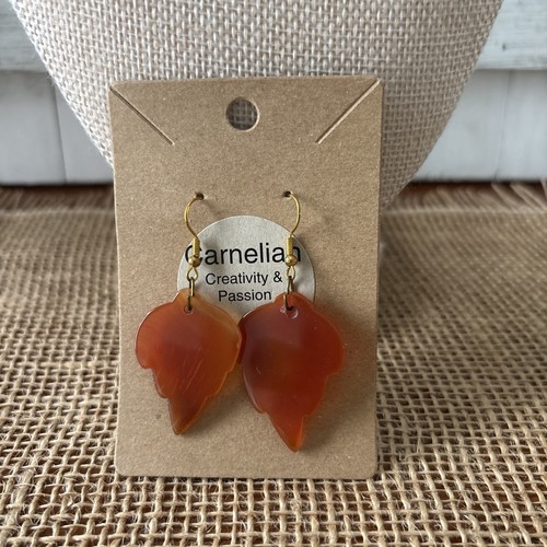 Carnelian leaf earrings - carnelian,
