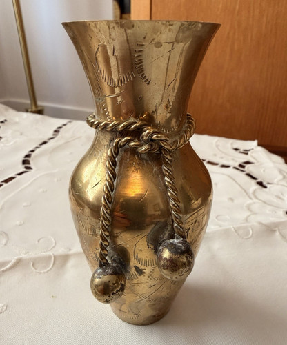 Engraved brass vase - engraved, with