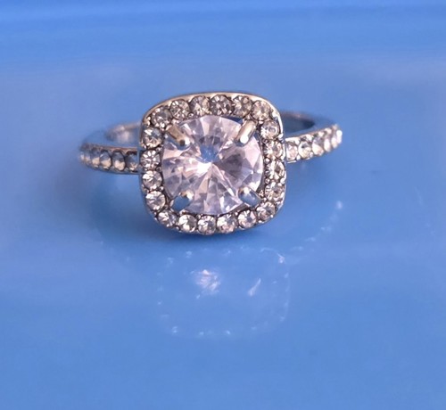Diamante silver plated ring - diamante,