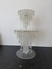 Chandelier Crystal Glass Cake Stands 8 & 12 Inch Round