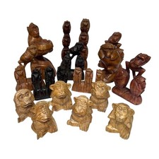 16x Wooden Three Wise Monkeys