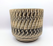 Vintage Cream Brown Textured Sgraffito Planter Mid Century West German Plant Pot
