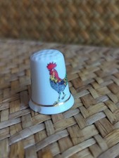 Fenton China English Bone China Thimble – Colourful Rooster Kitsch Curio Trinket