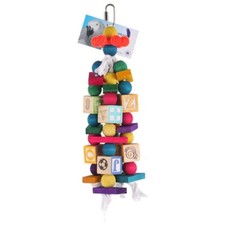 Bird Toy Colourful Wooden Blocks Hanging Medium Parrot Cage Adventure Bound 32cm