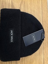 Jack Wills Ribbed Knit Beanie Black