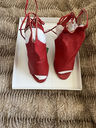 Topshop red leather peep - peep, toe