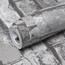 Grey 3D Brick Effect Wallpaper