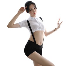 Teacher Overalls Uniform Costume Cosplay Sexy Lingerie Student Secretary