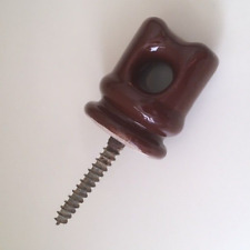 VINTAGE BROWN CERAMIC ELECTRICAL/TELEPHONE POLE INSULATOR WITH SCREW