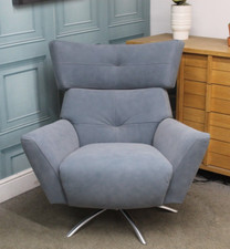 LOUNGE CO. JACOB SWIVEL CHAIR IN GENESIS OCEANSIDE LEATHER. RRP £1549. DAMAGED