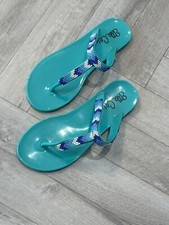 Ella Cruz, Turquoise Plastic, Flip Flops, With Mosaic Straps. New Unworn 36 UK 3