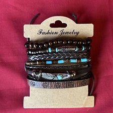 Leather Bracelets X6 Leather Bohemian Fashion Design Feather Adjustable Sizes
