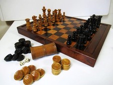 ANTIQUE CHESS SET  K 4" +