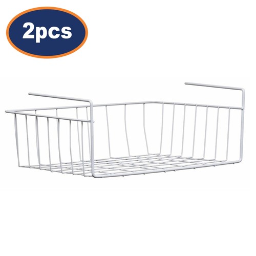 2pcs white hanging wire basket - white,