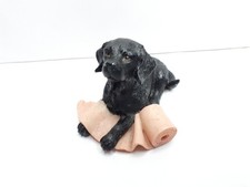 Vintage Regency Fine Arts Black Labrador Puppy Mischief Ceramic 3" Figurine - GC
