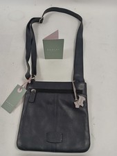 Radley London Navy Leather Crossbody Bag Tags Dog Charm Care Booklet 8" H x 7.5"