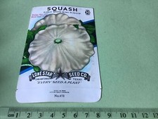 Squash Early White Bush Scallop  Vintage Empty Seed Packet   Ref 49484