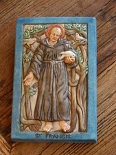 A Superb Compton Pottery Arts & Crafts St Francis of Assisi-Mary Seton Watts.