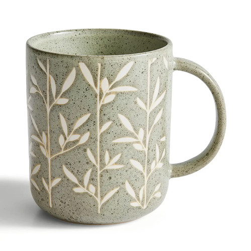 Floral wax resist mug sage - wax,