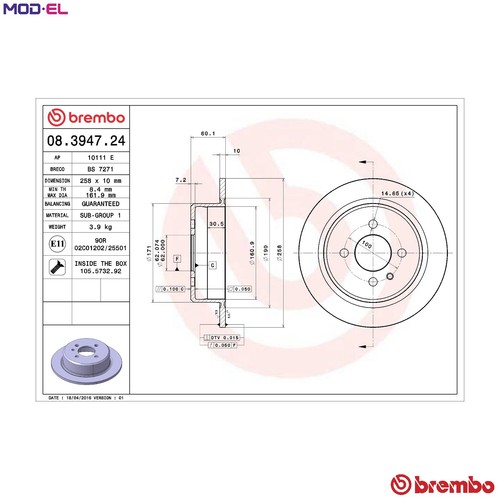 Brake disc 3947 24 for - 2x,