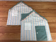 Pair Of Hand Made Beach Hut Shaped Fabric Mats 