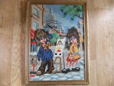VINTAGE RETRO FRENCH BOY & GIRL FRAMED TAPESTRY 41 cm x 54 cm MARGOT PARIS