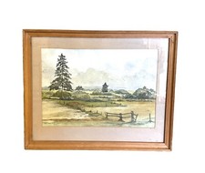 Mid Century Landscape Watercolour View From Chiddingstone Kent - Signed 47x38cm