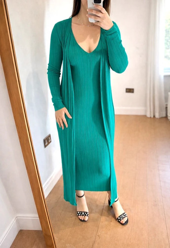 Zara green ribbed - zara, dress
