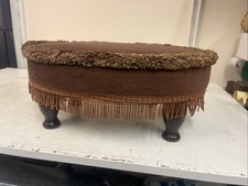 Small Footstool Footrest Brown With Frills By Sherborne Wooden Legs Furniture