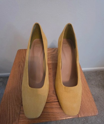 Mustard yellow suede heels - m&s,