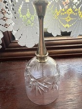 Crystal Glass Bell Vintage, with metal handle and Crystal ball ringer on a chain