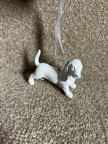 Resin white dachshund - resin,