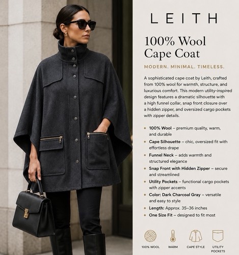 Leith 100 wool cape - wool, coat
