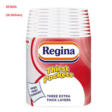 Regina Thirst Pockets 3-Ply Kitchen Towels | 20 Rolls Bulk Pack | UK