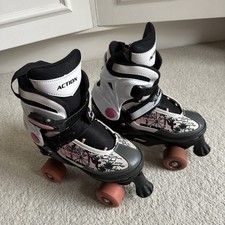 Senhai Adjustable Roller Skates Size M (4-7 | 37-40) Black Pink White Grey 