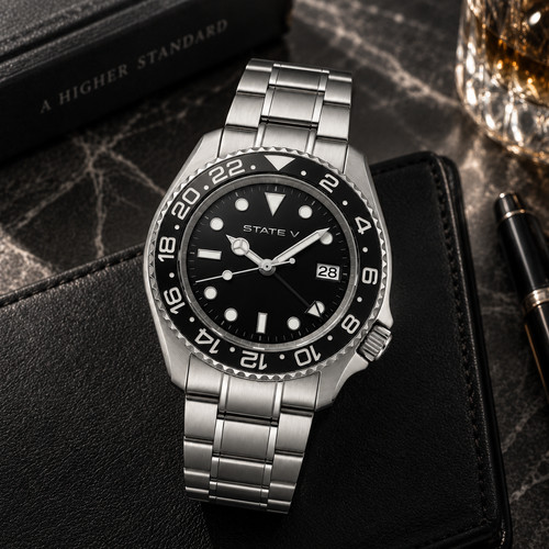 State men watch black dial - state,