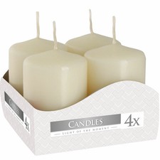 Set of 4 Ivory Pillar Candles 40mm Diameter x 60mm Height
