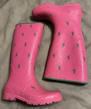 vintage RALPH LAUREN “POLO” RUBBER RAIN BOOTS WOMEN’S (7) PINK w/GREEN PONY LOGO