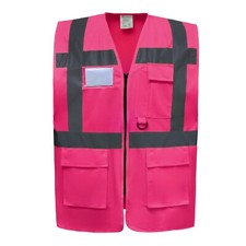 YOKO Zipped Hi Vis Vest Pockets, Hi Viz Safety Waistcoat Jacket 12 colours,