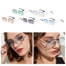 Square Small Frame Sunglasses for Women Men Rectangle Cut Retro Tinted Lens