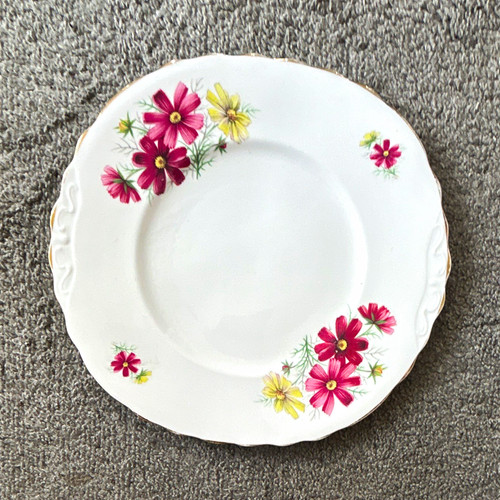 Bone china floral plate - plate, white