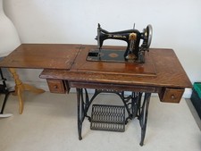 Antique Jones Treadle Sewing Machine Table Folding With Drawers Needs Repairs