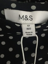 M&S Women's Skirt Black & White Polka Dot Pleat Midi Slip Sheer Lined New F1