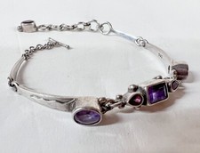 Vintage Shankari Sterling Silver Amethyst toggle bracelet